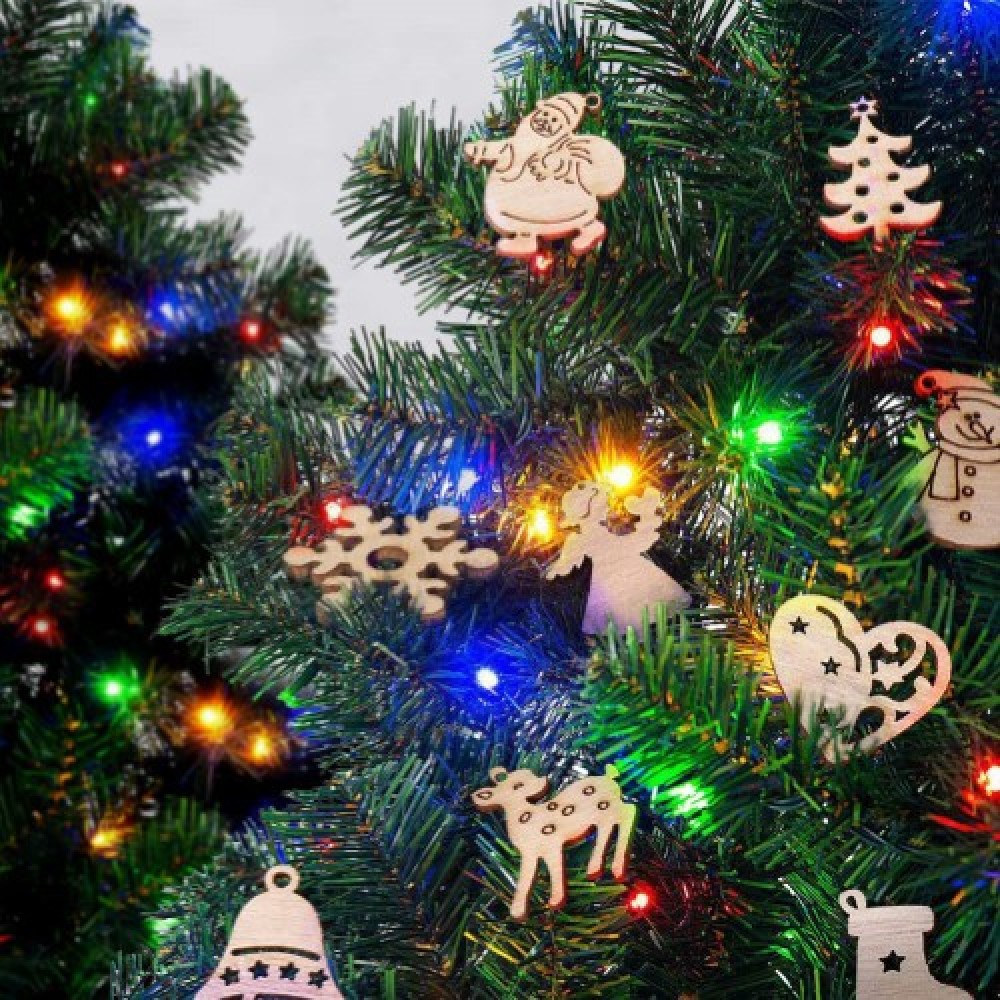 Colgantes navideños de madera decorar árbol