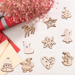 Colgantes navideños de madera decorar árbol