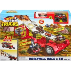 Hot Wheels Monster Trucks Trailer niñera con pista de obstáculos Hot Wheels Monster Trucks Trailer niñera con pista de obstáculos
