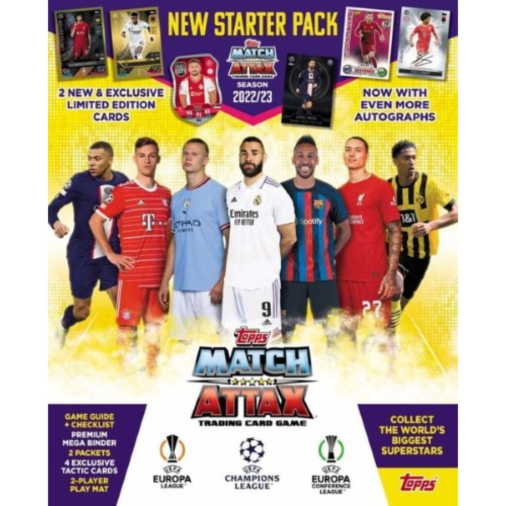 Topps Match Attax Tarjetas fútbol UEFA 22/23 Pack de inicio