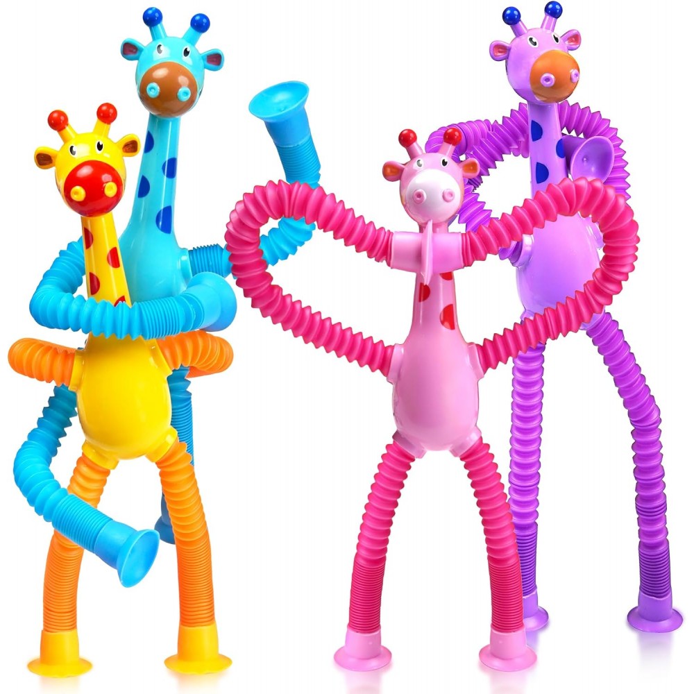Set Juguetes Sensoriales 4 jirafas tipo acordeón con chupas Set Juguetes Sensoriales 4 jirafas tipo acordeón con chupas