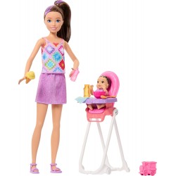 Barbie Skipper niñera con silla comedor bebé Barbie Skipper niñera con silla comedor bebé