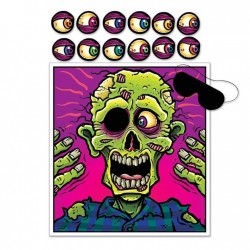Juego de afiche y calcomanías poner ojo al zombie