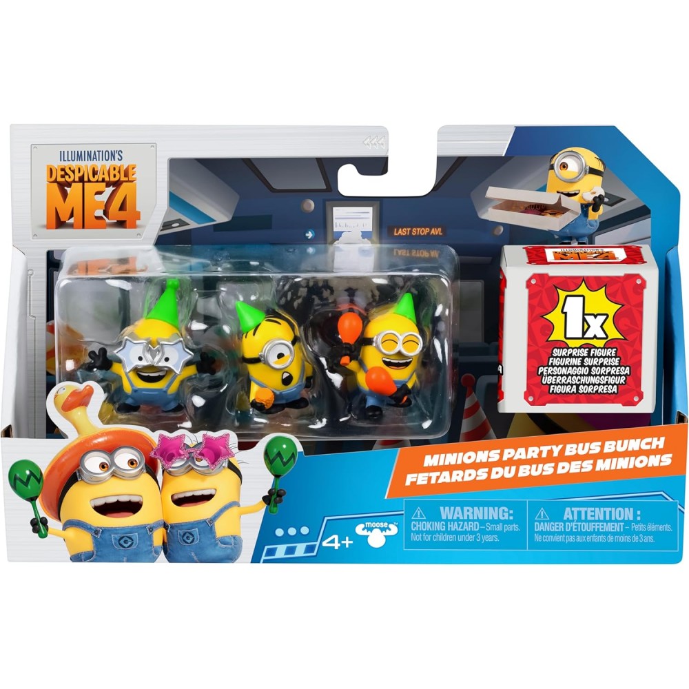 Mi Villano Favorito 4 figuras Minions fiesta en el bús Mi Villano Favorito 4 figuras Minions fiesta en el bús