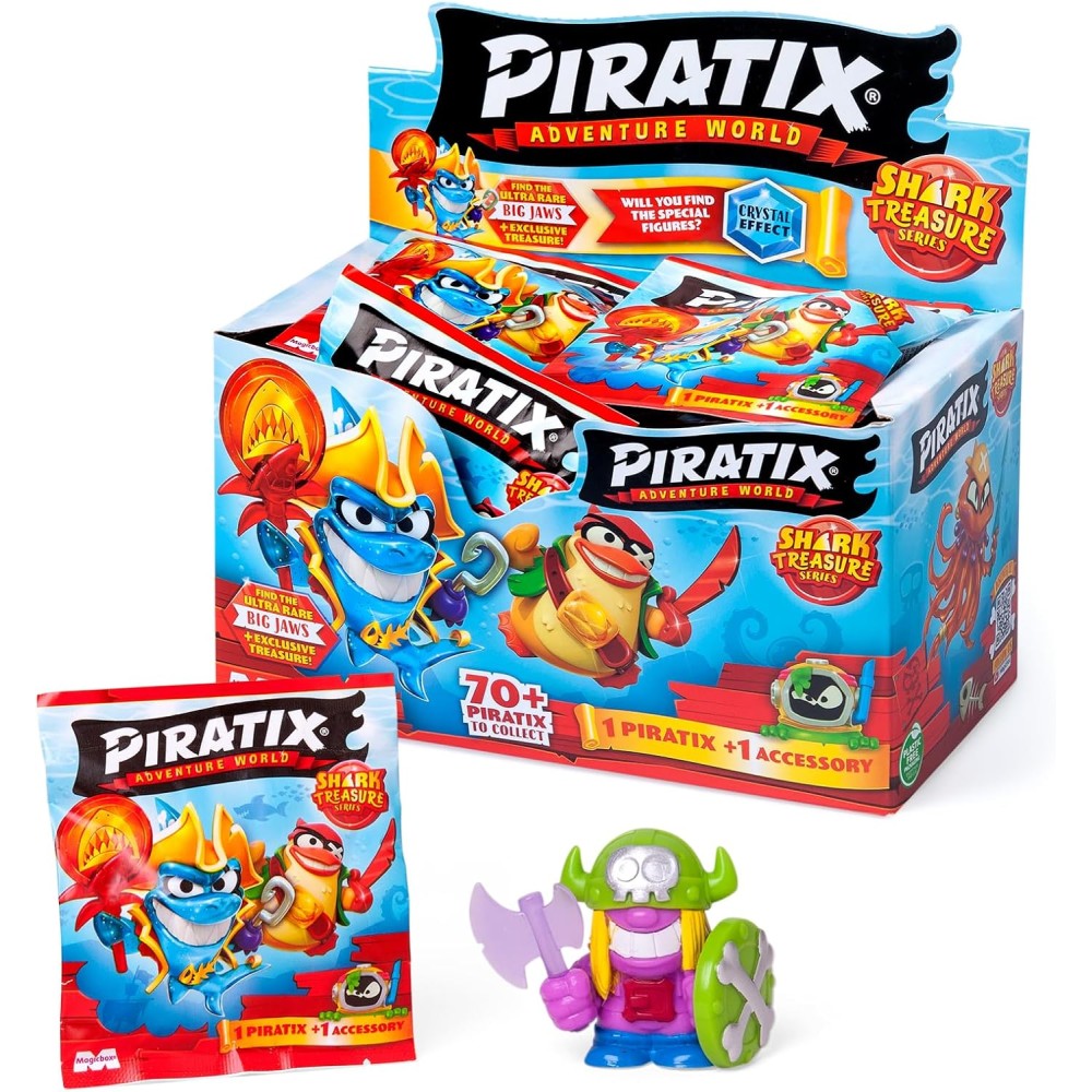 figuras PIRATIX caja con 24 sobres Shark Treasure
