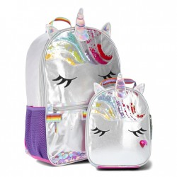 Wonder Nation morral y lonchera unicornio - plata Wonder Nation morral y lonchera unicornio - plata