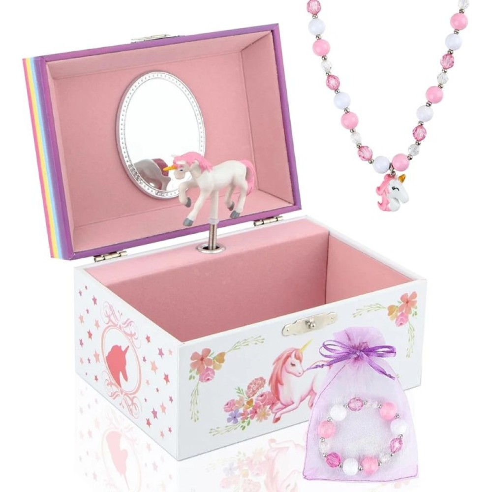 Joyero musical organizador - flores y unicornio