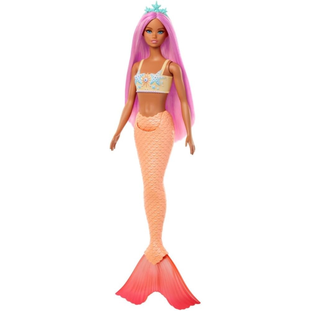 Barbie Sirena pelo rosa y naranja HRR05