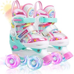 Patines de cuatro ruedas con luces Unicornio - Arcoíris