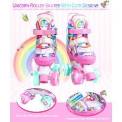Patines de cuatro ruedas con luces Unicornio - Rosa