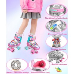 Patines de cuatro ruedas con luces Unicornio - Rosa