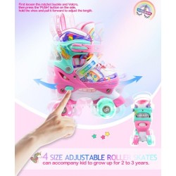 Patines de cuatro ruedas con luces Unicornio - Rosa