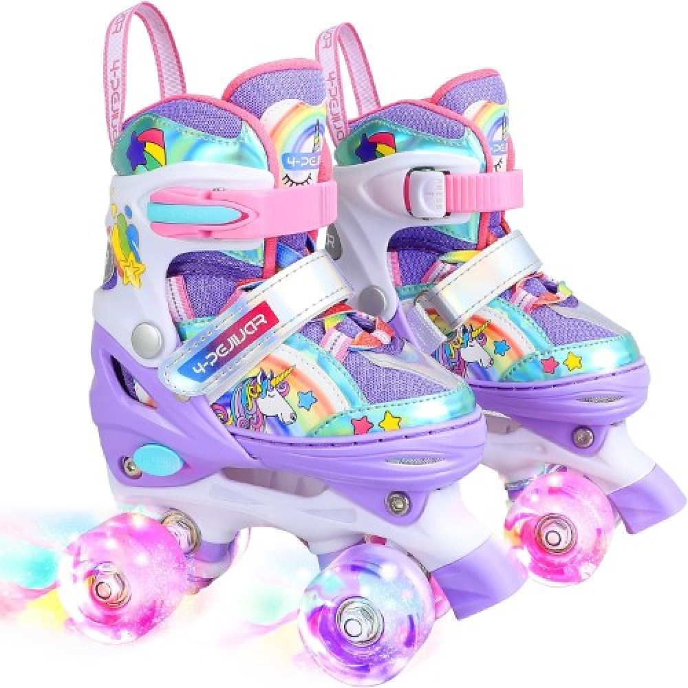 Patines de cuatro ruedas con luces Unicornio - Violeta
