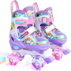 Patines de cuatro ruedas con luces Unicornio - Violeta
