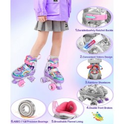 Patines de cuatro ruedas con luces Unicornio - Violeta