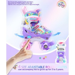 Patines de cuatro ruedas con luces Unicornio - Violeta