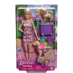 Barbie paseadora con perrito en silla de ruedas Barbie paseadora con perrito en silla de ruedas