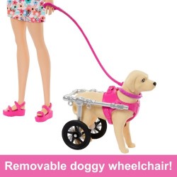 Barbie paseadora con perrito en silla de ruedas Barbie paseadora con perrito en silla de ruedas