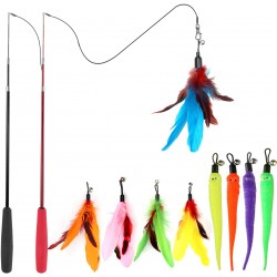 Juguete para gatos caña de pescar telescópica con plumas Juguete para gatos caña de pescar telescópica con plumas