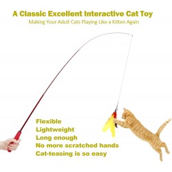 Juguete para gatos caña de pescar telescópica con plumas Juguete para gatos caña de pescar telescópica con plumas