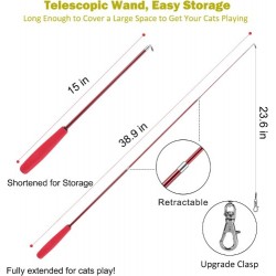 Juguete para gatos caña de pescar telescópica con plumas Juguete para gatos caña de pescar telescópica con plumas