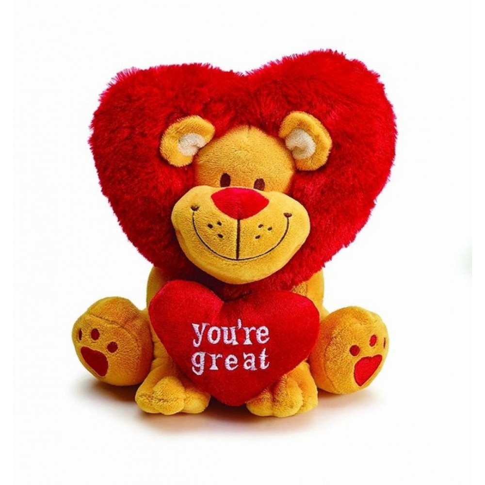 León peluche corazón amor y amistad