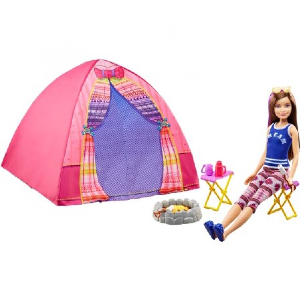 Barbie camping Skipper y carpa DYX19