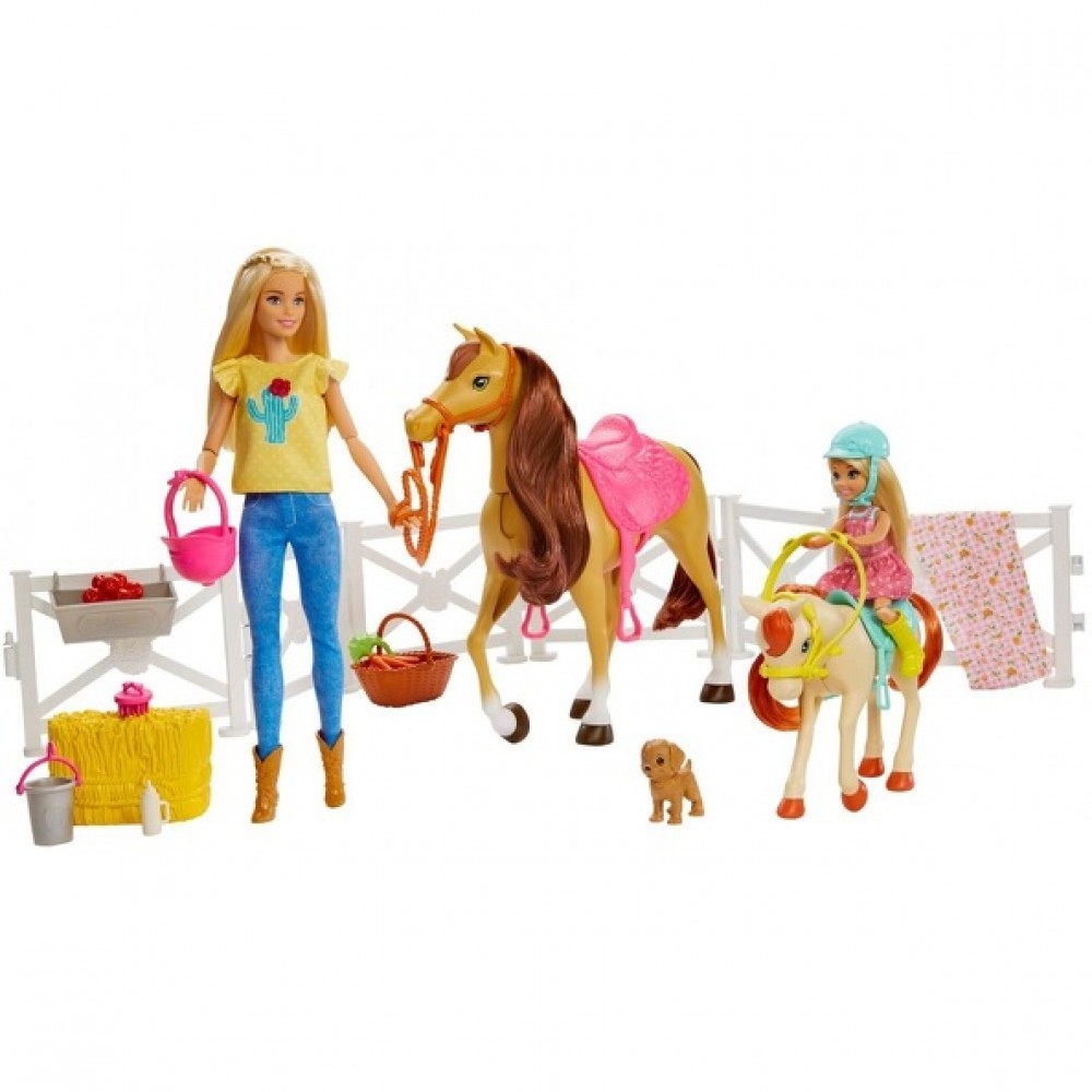 Barbie y Chelsea set Caballos y abrazos FHX15