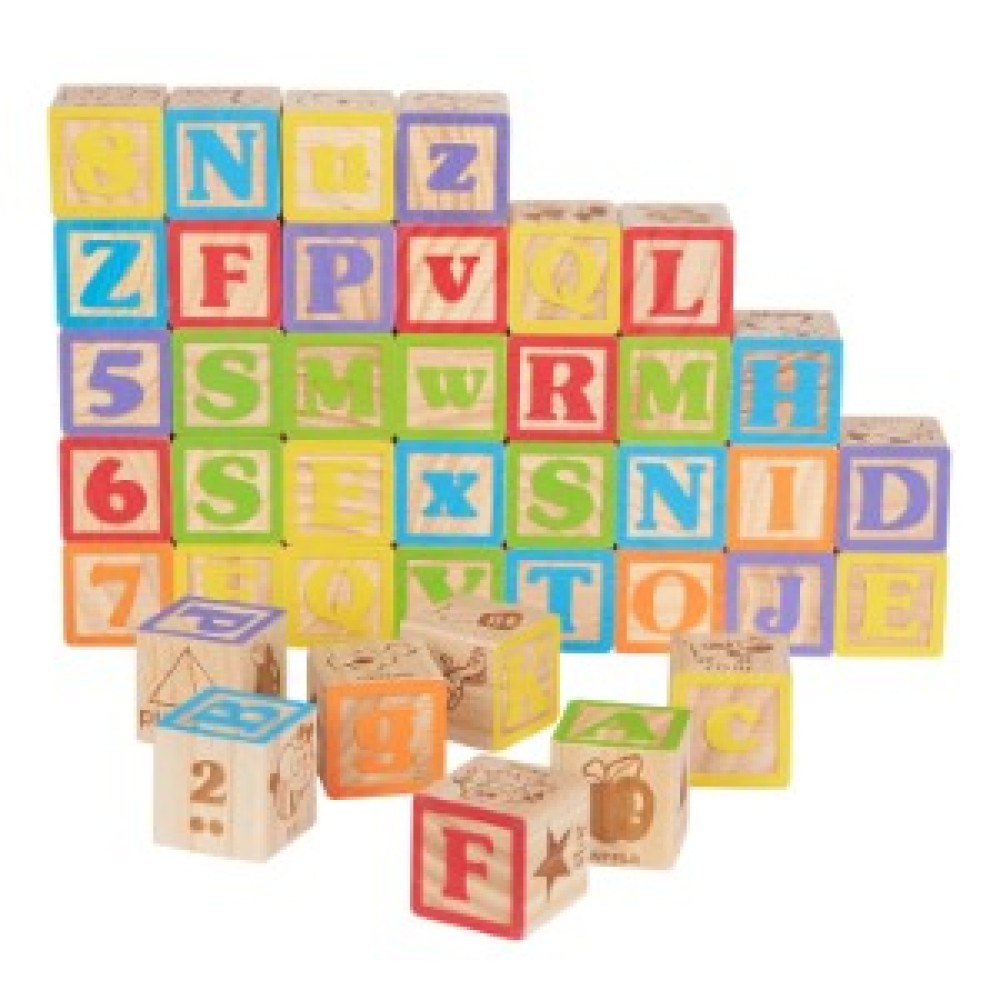 Cubos madera didácticos letras números