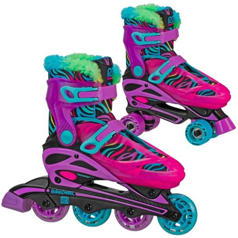 Roller Derby Patines ajustables para niñas 2-en-1 Neón