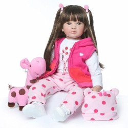 Muñeca reborn niña real cabello largo 60 cm