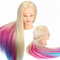 Cabeza con peluca practicar peinados peluquería multicolor Cabeza con peluca practicar peinados peluquería multicolor