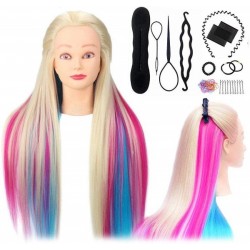 Cabeza con peluca practicar peinados peluquería multicolor Cabeza con peluca practicar peinados peluquería multicolor