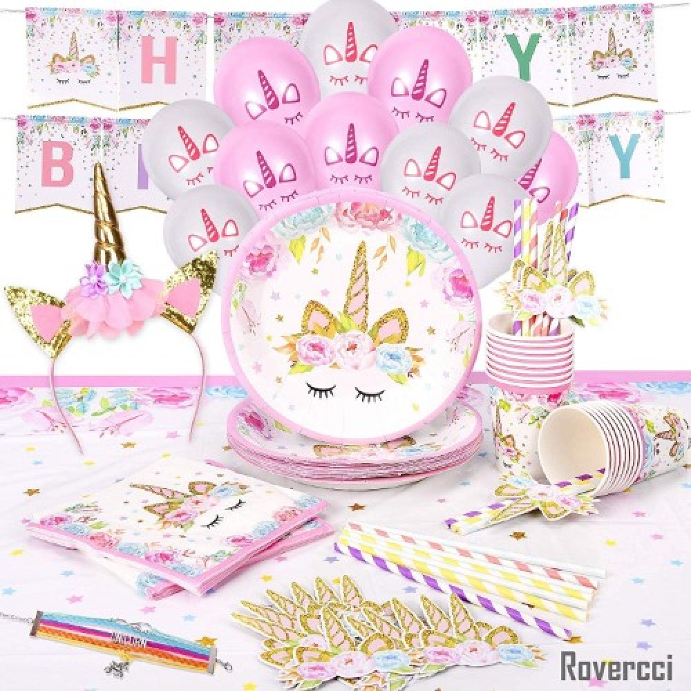 Set de cumpleaños unicornio 16 personas