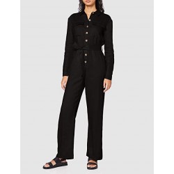 Mono de Lino Casual Manga Larga - Negro Mono de Lino Casual Manga Larga - Negro