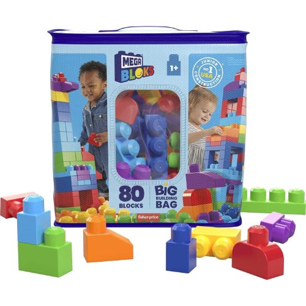 Mega Bloks Saco Construcción 80 Bloques Azul