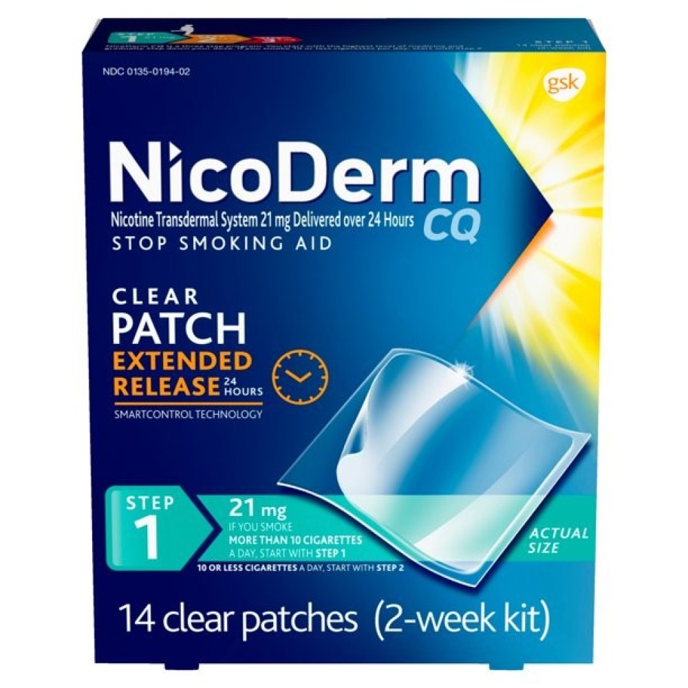 Nicoderm CQ parches transparentes para dejar de fumar