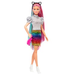 Barbie con peinado leopardo arcoíris GRN81 Barbie con peinado leopardo arcoíris GRN81