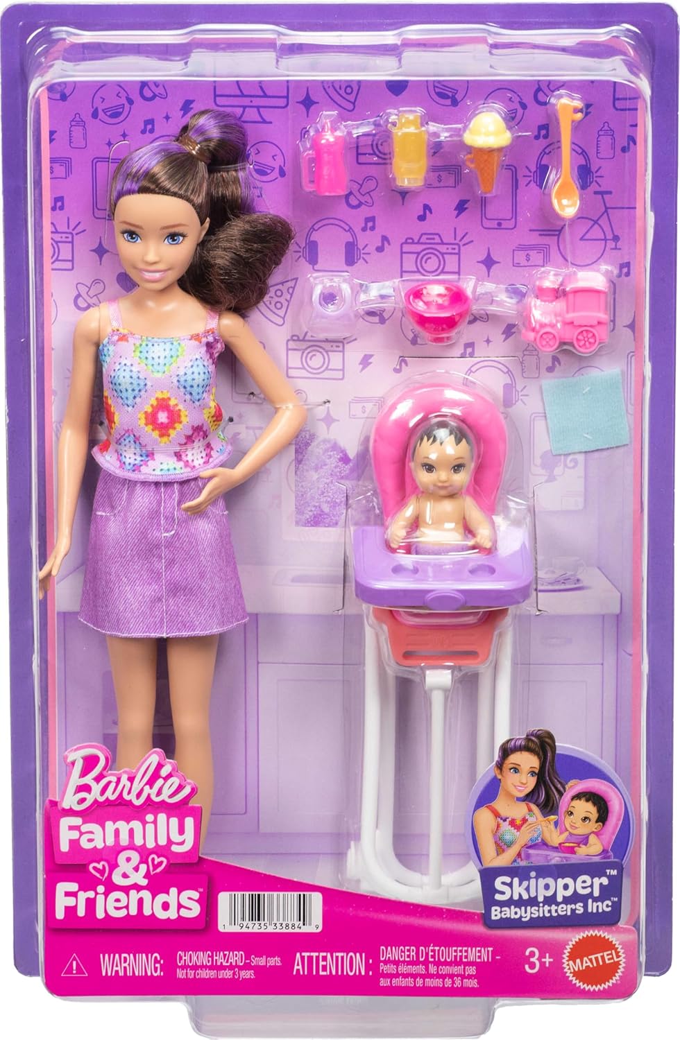 Barbie Skipper niñera con silla comedor bebé - vista alternativa