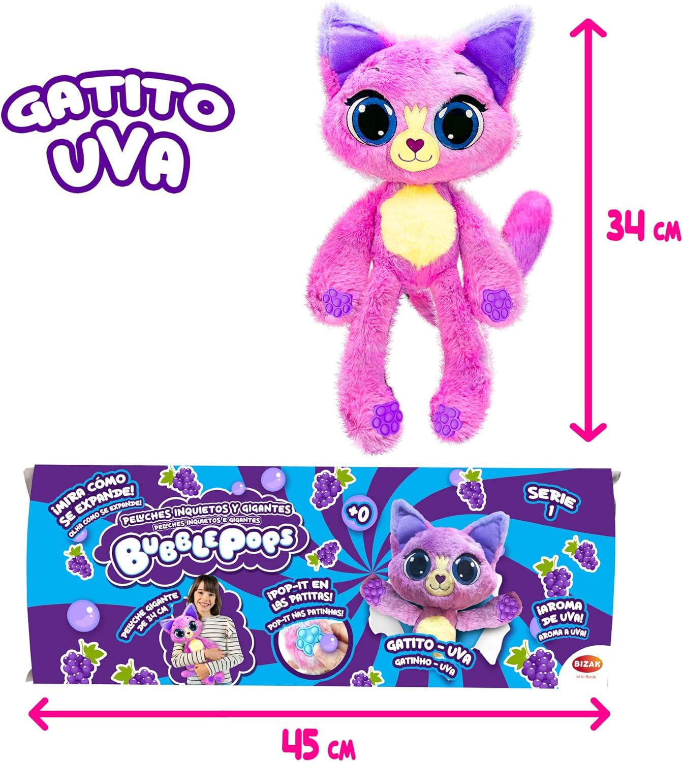Peluche mágico Bubblepops gatito uva - vista alternativa
