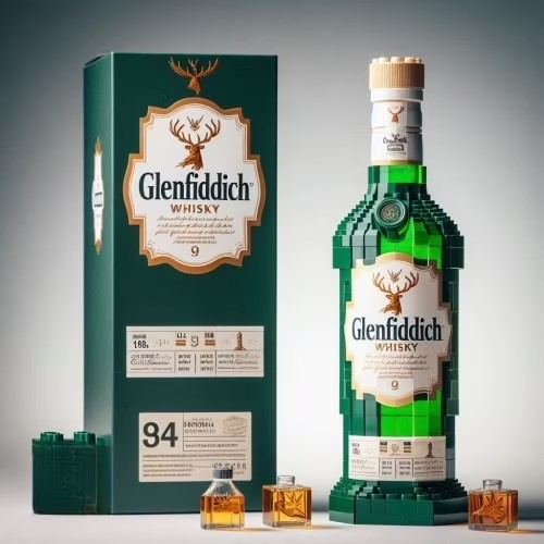 Botella de Whisky Glenfiddich bloques tipo LEGO
