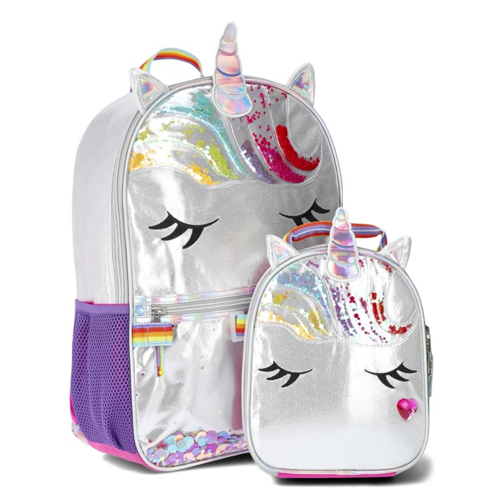 Wonder Nation morral y lonchera unicornio - plata
