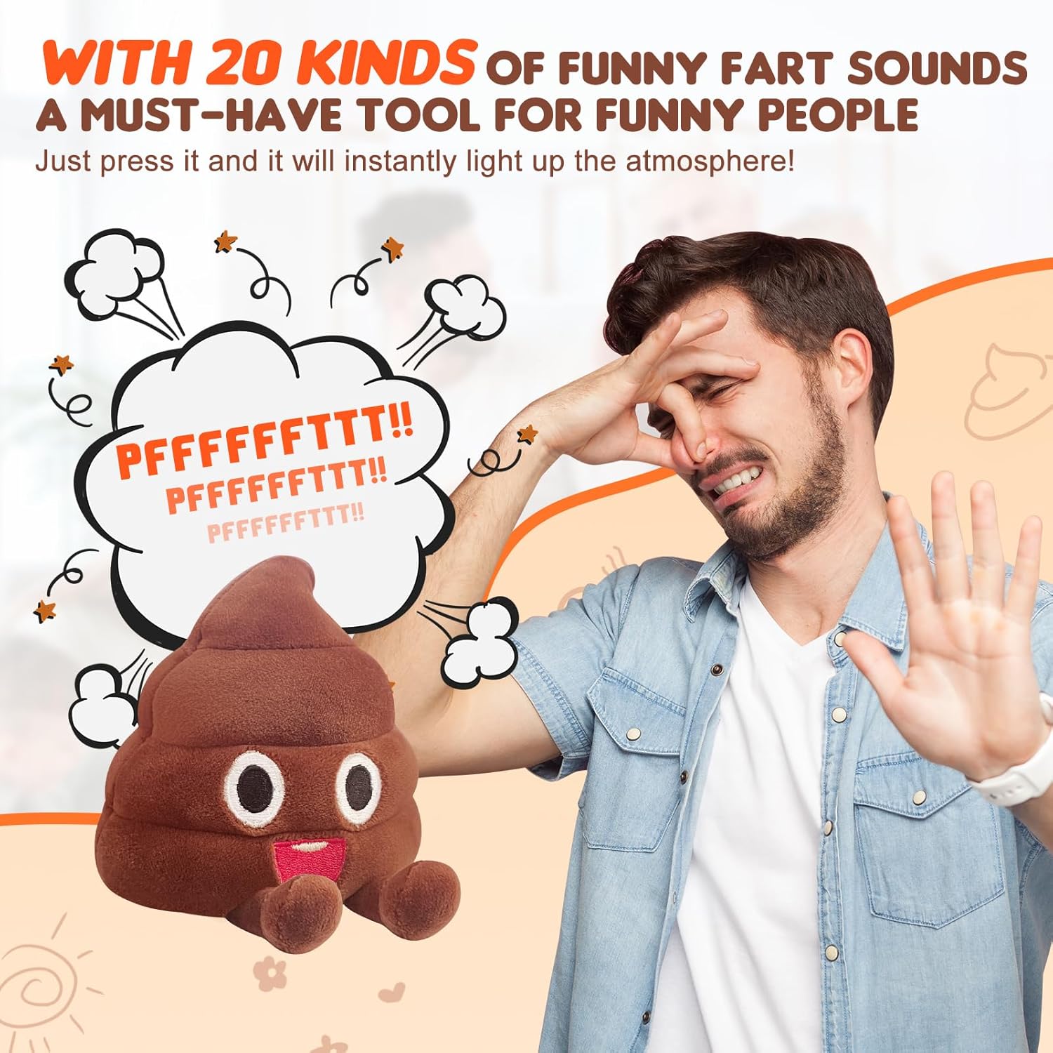 Peluche de emoji de caquita popó con sonidos - vista alternativa