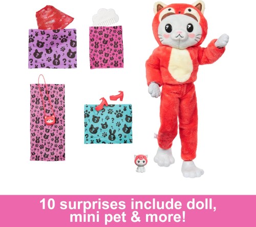Barbie Cutie Reveal Gatita con disfraz de Panda Rojo - vista alternativa