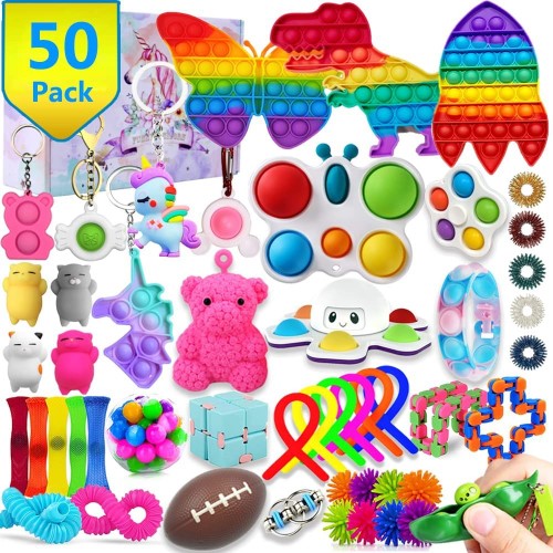 Caja surtida con50 Juguetes antiestrés Fidget Toys Pulguero Kachivaches OPORTUNIDADES