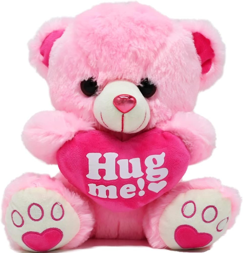 Oso de peluche rosado con corazón "Hug Me