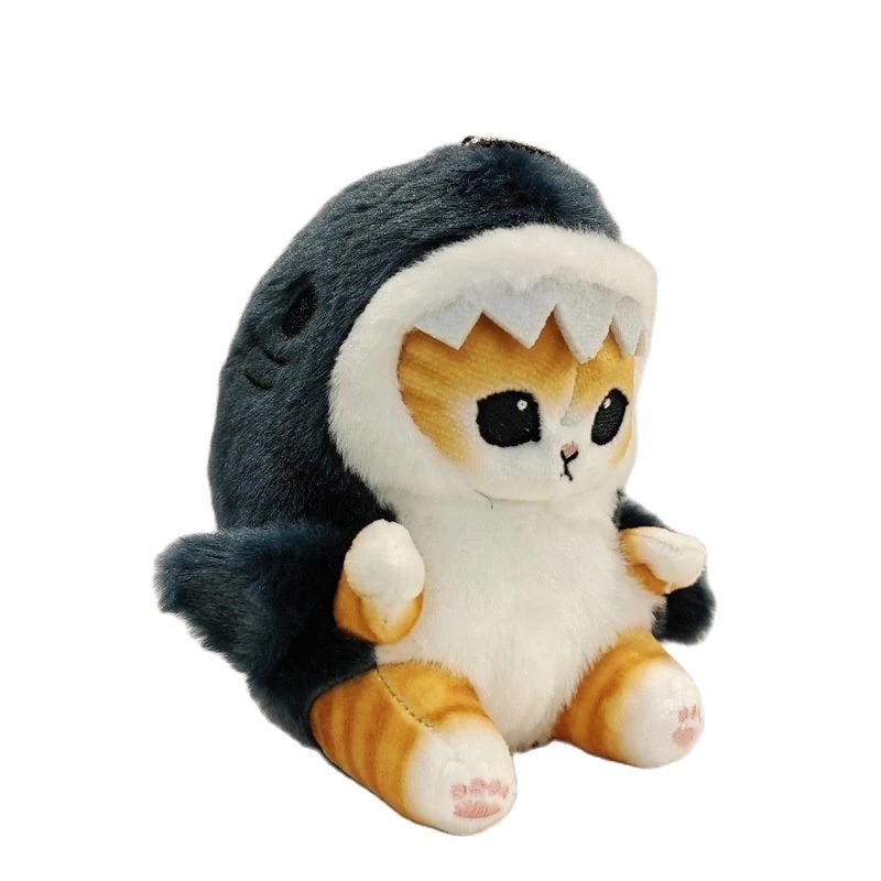 Peluche de gato con disfraz de tiburón 13 cm