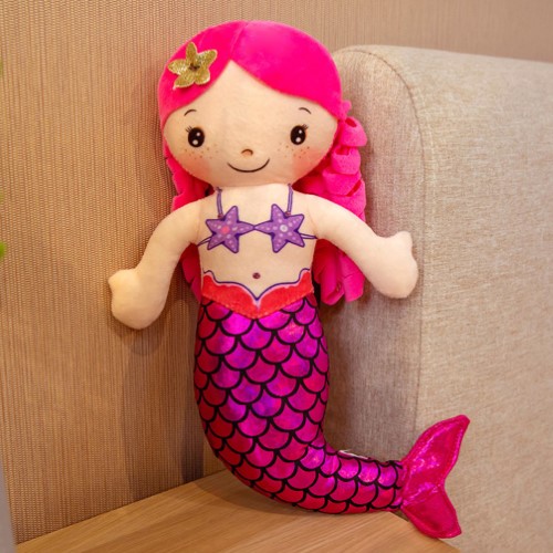 Sirena de felpa muñeca de Trapo 30 cm Rosa - imagen adicional