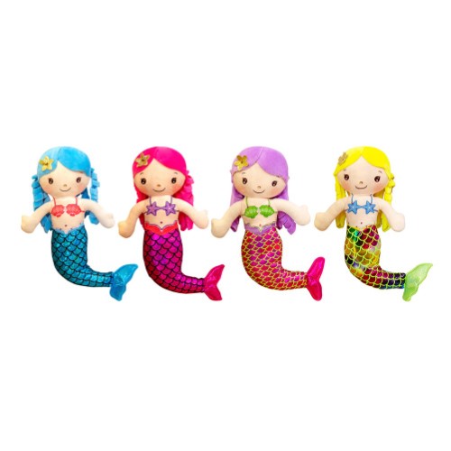 Sirena de felpa muñeca de Trapo 30 cm Rosa - imagen adicional
