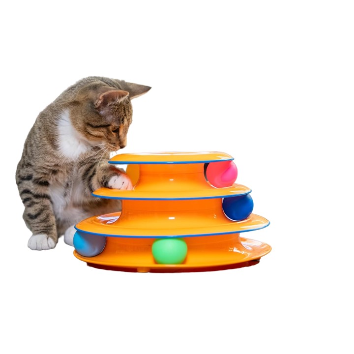 Juguete para gatos torre interactiva 3 niveles con bolas